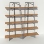Bibliothèque grise design en bois massif et métal sur mesure - Largeur 2 m - Crescendo