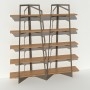 Bibliothèque taupe design en bois massif et métal sur mesure - Largeur 2 m - Crescendo