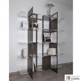 Bibliothèque plexiglas et métal thermolaqué taupe - Pixel