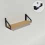 Etagère murale design en chêne massif équerres noires 50 cm - Proust ^
