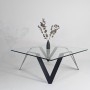 Table basse carrée en verre et métal - Cristalline