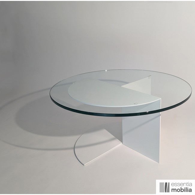 Table basse ronde design verre et métal 70 cm - Eclipse