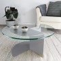 Table basse ronde design verre et métal grise 70 cm - Eclipse ^