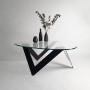 Table basse design verre et métal plateau organique - Étincelle