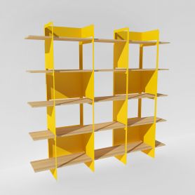 Bibliothèque en bois jaune sur mesure - Crystal