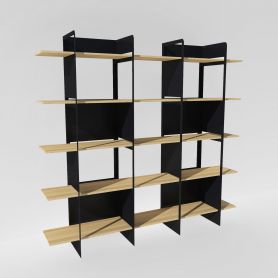 Bibliothèque bois et métal noir sur mesure - Crystal