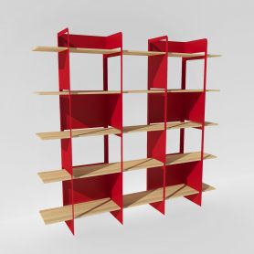 Bibliothèque en bois rouge sur mesure - Crystal
