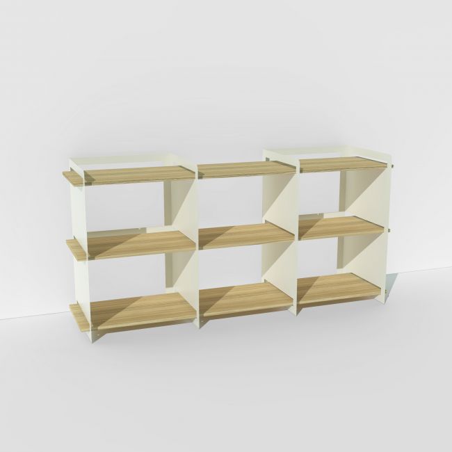 Meuble de rangement chêne massif et métal blanc - Pix