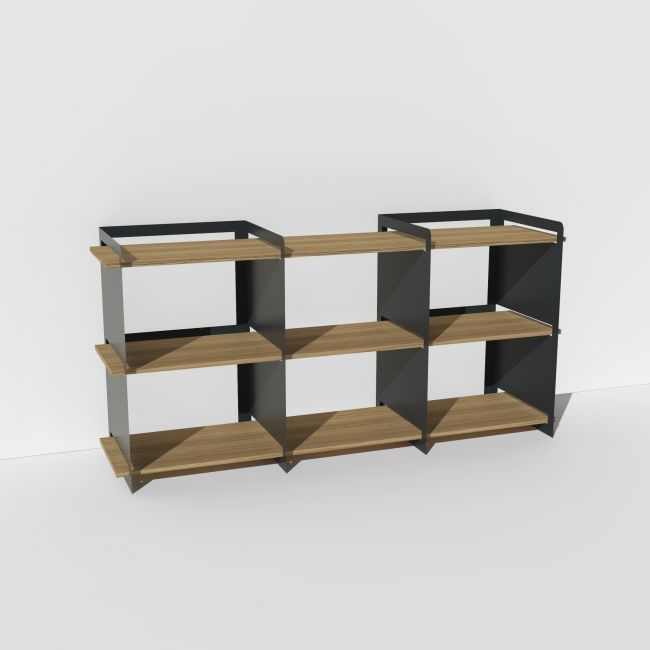 Meuble de rangement chêne massif et métal anthracite - Pix