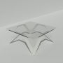 Table basse carrée verre et métal blanche - Plateau verre carré 85 cm - Cristalline