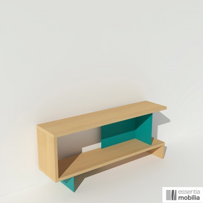 Meuble TV chêne massif et métal - Vert canard -  Haut. 57 cm - Largeur rendu 130 cm ^