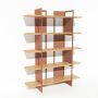 Bibliothèque chêne massif et métal - Terracotta - Larg 1,4 m x Haut 1,9 m - Pixel