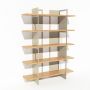 Bibliothèque chêne massif et métal - Beige - Larg 1,4 m x Haut 1,9 m - Pixel