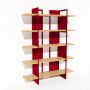 Bibliothèque chêne massif et métal - Rouge - Larg 1,4 m x Haut 1,9 m - Pixel