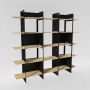 Grande bibliothèque bois massif et métal noire - 2 mètres de large - Crystal