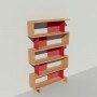 Bibliothèque bois et métal - Rouge - Haut. 212 cm - Largeur rendu 130 cm