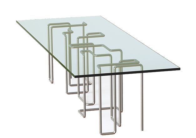 Zeros and Ones - Brad Pitt & Franck Pollaro - Table verre et acier inox - design 2011