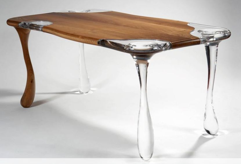 mattia bonetti - table drops - bois acrylique - galerie italienne - exposition 2012