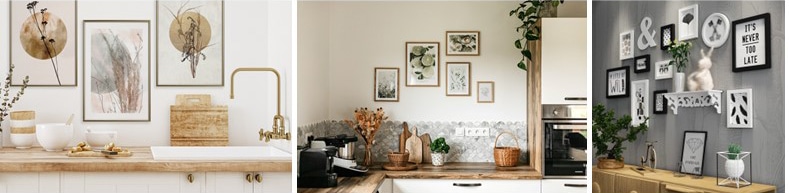 Idées de décoration de mur de cuisine : galerie de cadres, photos et affiches