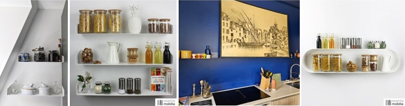 Idées de décoration de mur de cuisine : étagères murales