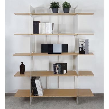 Bibliothèque bois massif et métal blanche Pixel par Alessio Conti pour Essentia Mobilia