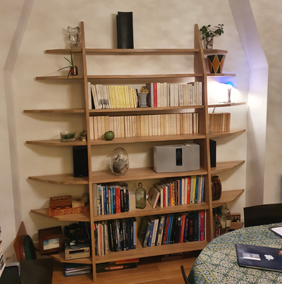 Bibliothèque Voile chêne massif sur mesure