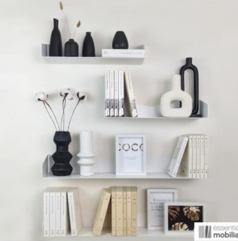 Bibliothèque murale pour livres et déco sur mesure en métal - Essentia Mobilia