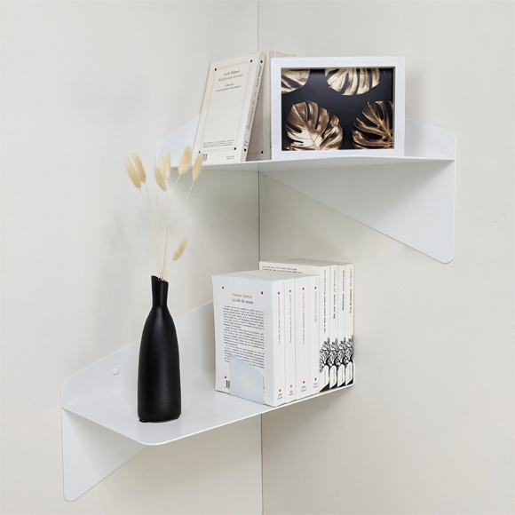 Ensemble de deux tablettes murales asymétriques d'angle - Envol par Essentia Mobilia