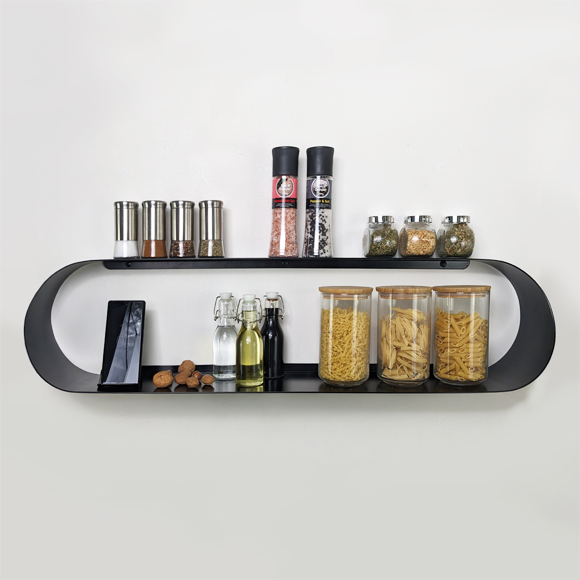 Etagère murale de cuisine arrondie noire design originale