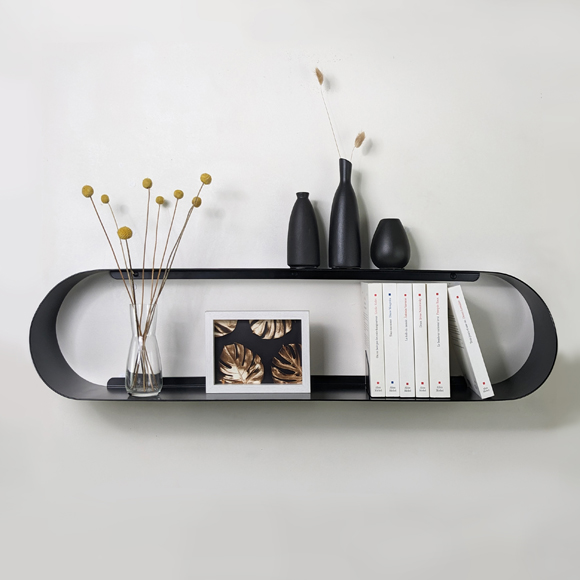 Etagère murale déco en métal noire 100 cm large