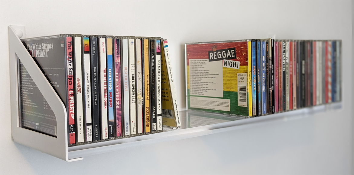 Etagères murales sur mesure transparentes pour les disques CD