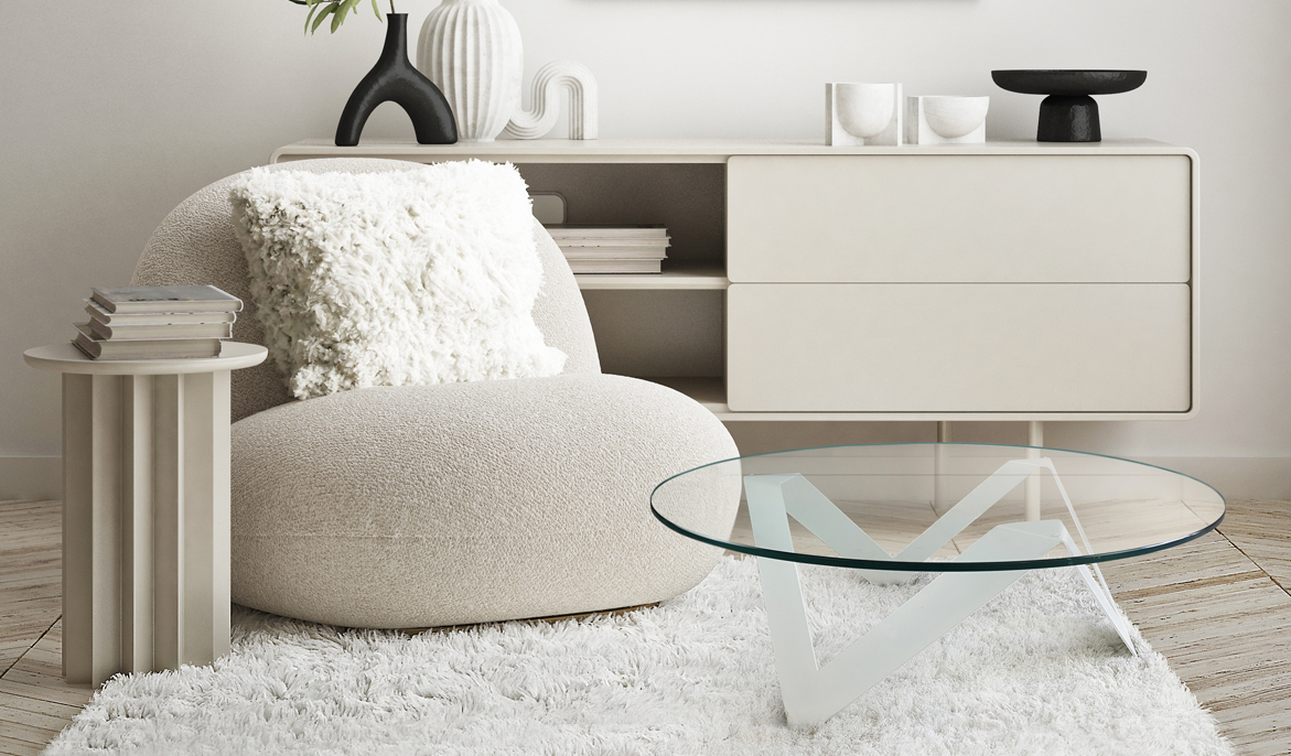 Table basse en verre design haut de gamme Etincelle blanche